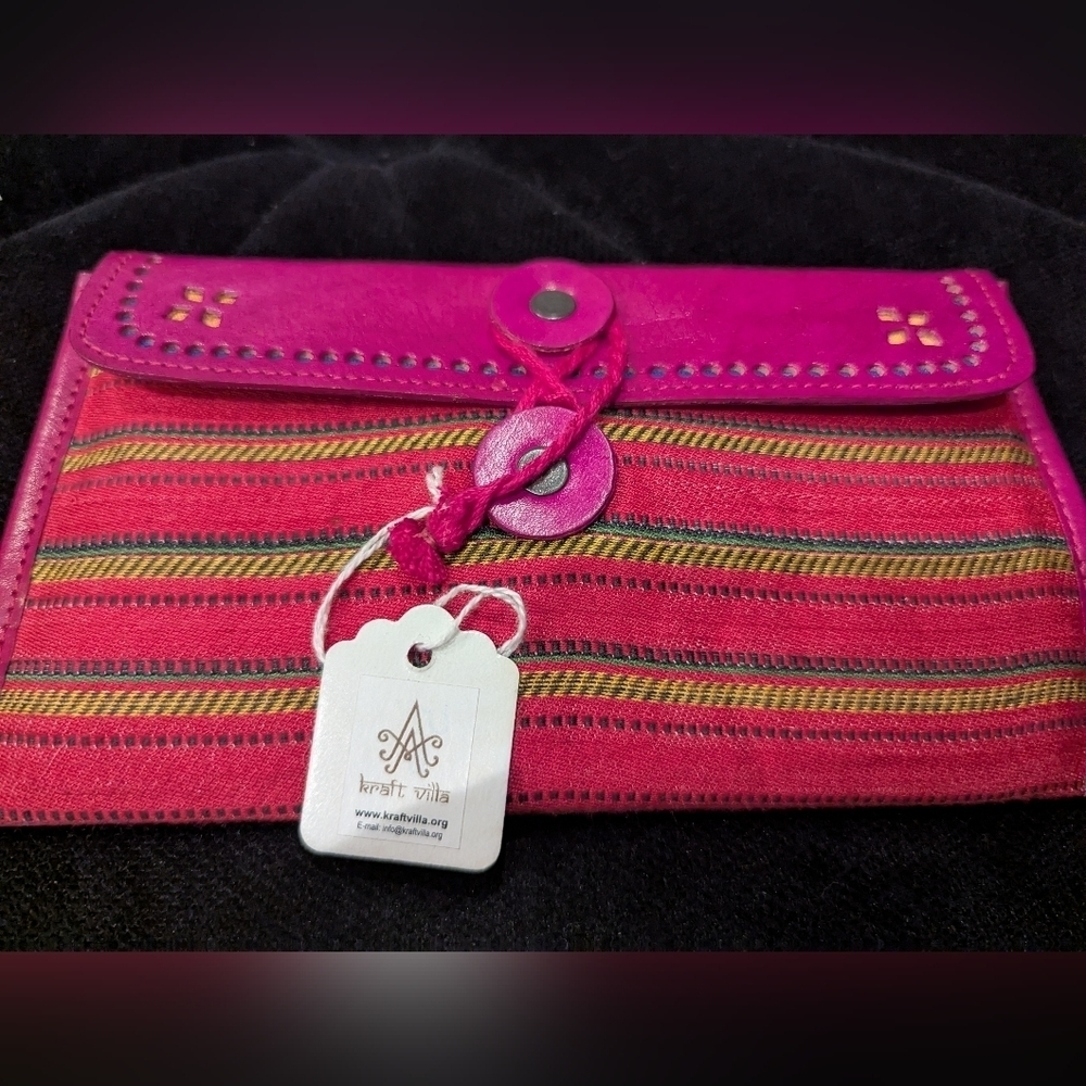 Leather & Cloth Wallet multi Function Pouch - Picture 3 of 7